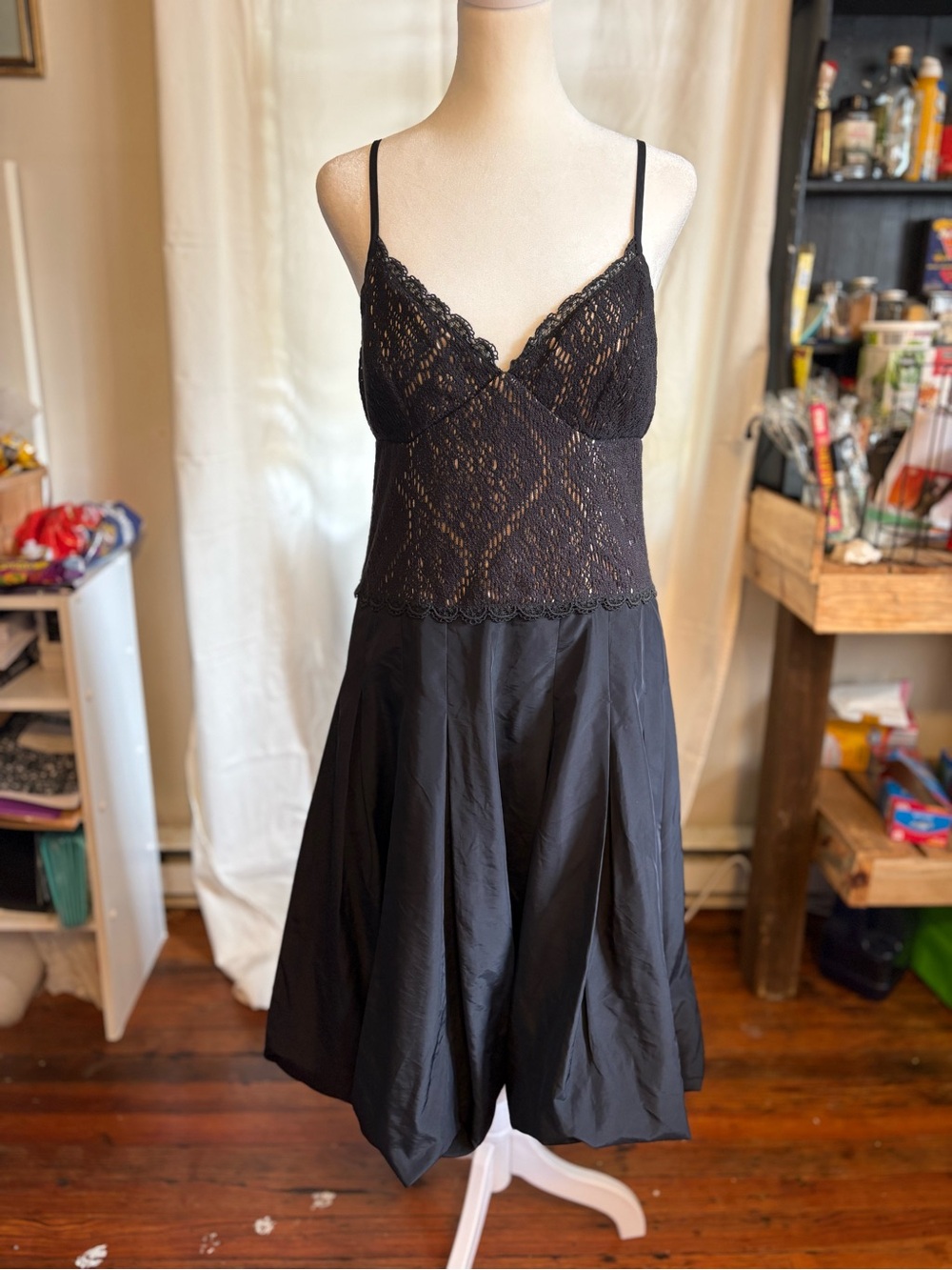 Max & Cleo Black Lace Chemise with Spaghetti Straps